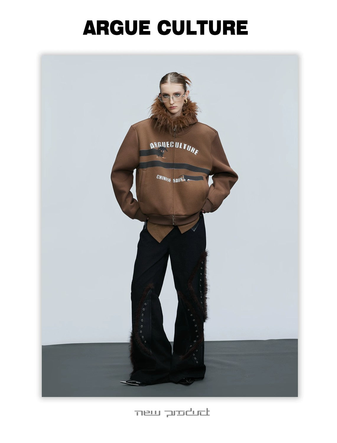 desc::oversized-dachshund-fur-collar-zip-up-hoodie-for-men-detail-img-9