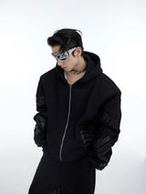 oversized-deconstructed-pu-leather-patchwork-fleece-tracksuit-black-hoodie