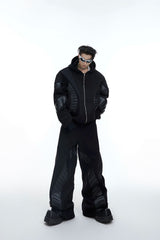 oversized-deconstructed-pu-leather-patchwork-fleece-tracksuit-black-set
