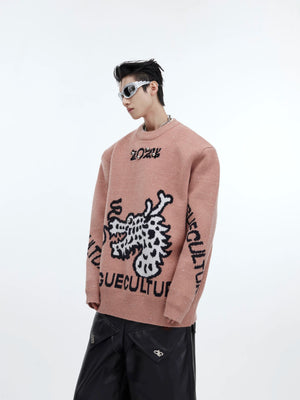 oversized-dragon-shimmer-knit-sweater-streetwear-pullover-pink