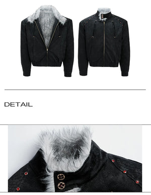 desc::oversized-faux-leather-fur-jacket-goth-streetwear-coat-detail-img-5
