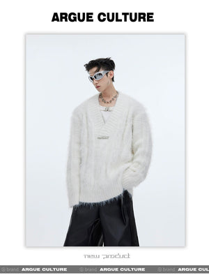 desc::oversized-faux-mink-v-neck-sweater-mens-streetwear-detail-img-10