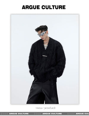 desc::oversized-faux-mink-v-neck-sweater-mens-streetwear-detail-img-2