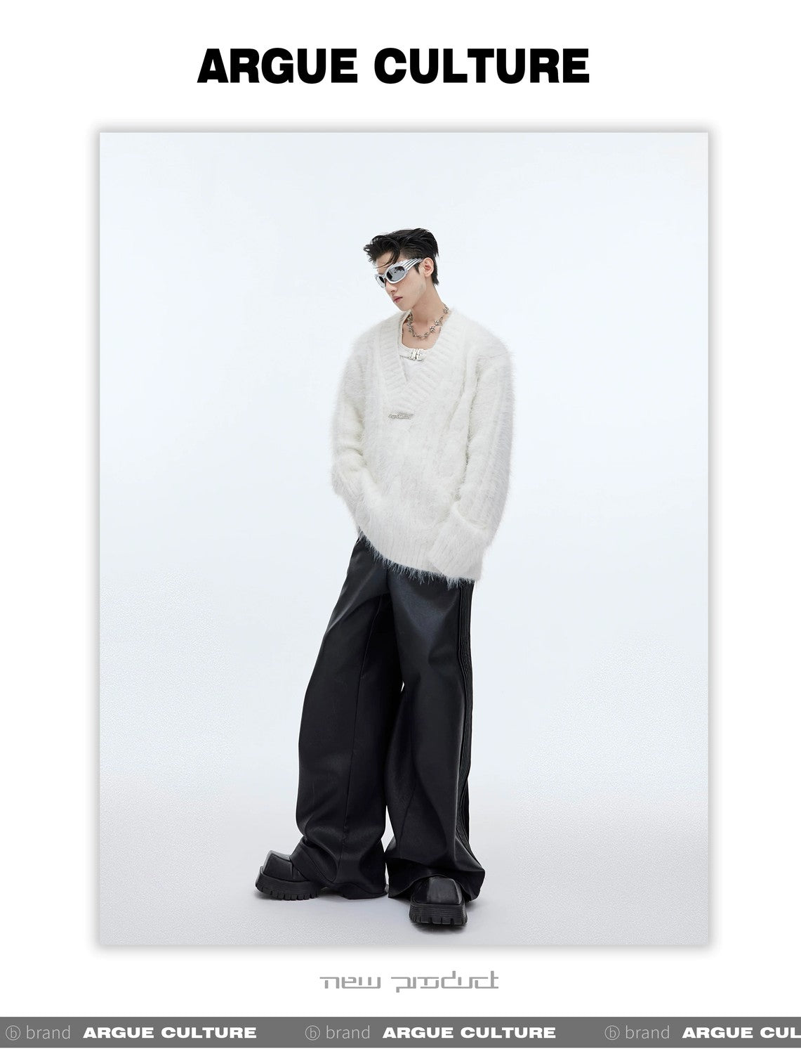 desc::oversized-faux-mink-v-neck-sweater-mens-streetwear-detail-img-4