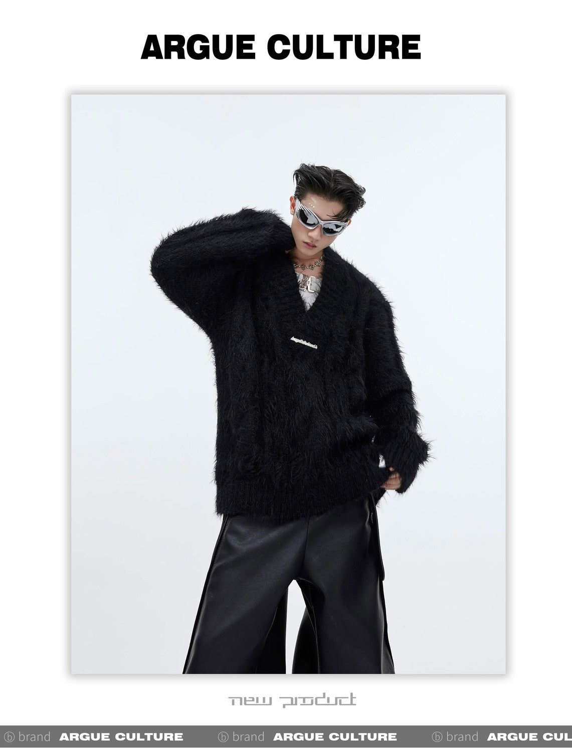 desc::oversized-faux-mink-v-neck-sweater-mens-streetwear-detail-img-5