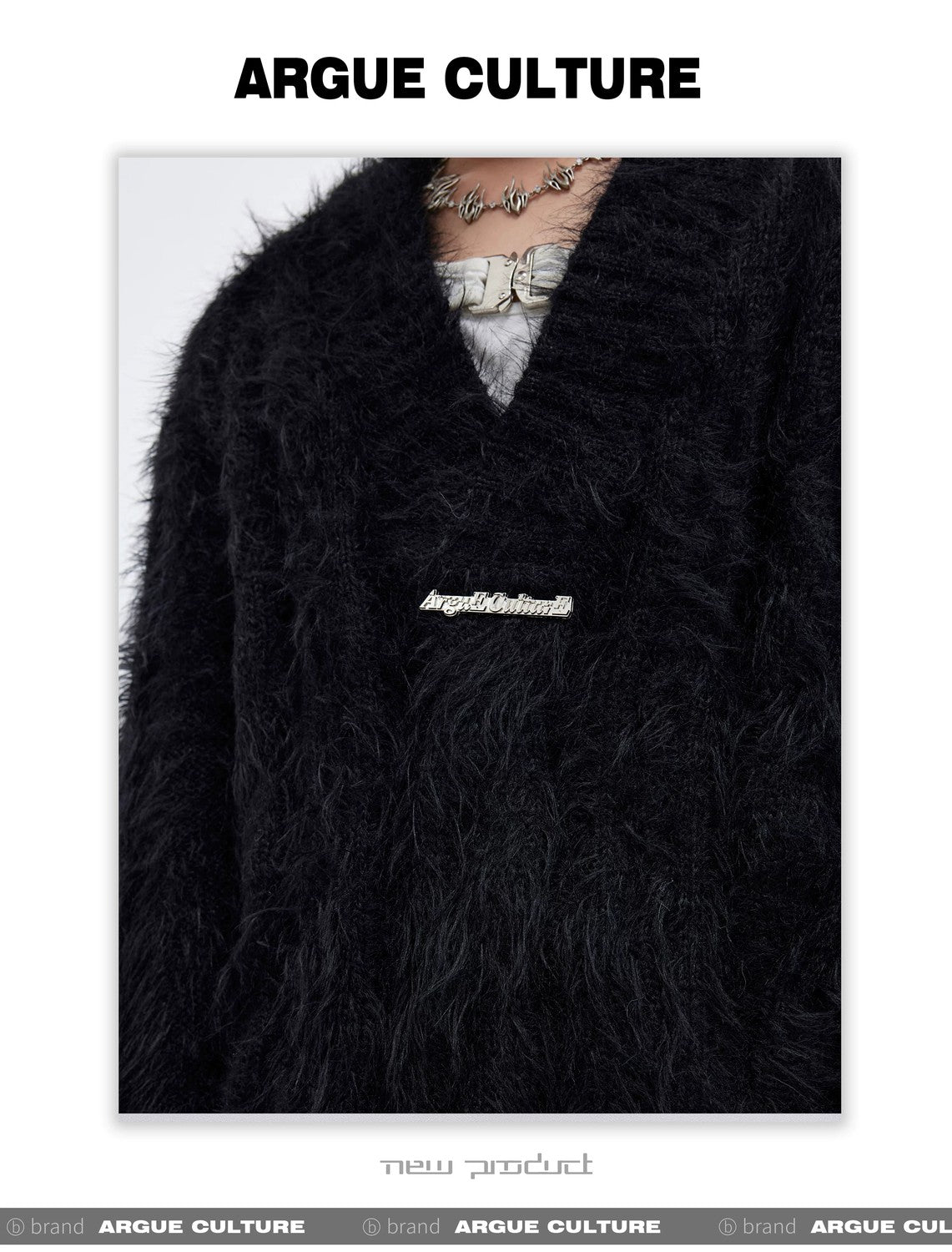 desc::oversized-faux-mink-v-neck-sweater-mens-streetwear-detail-img-7