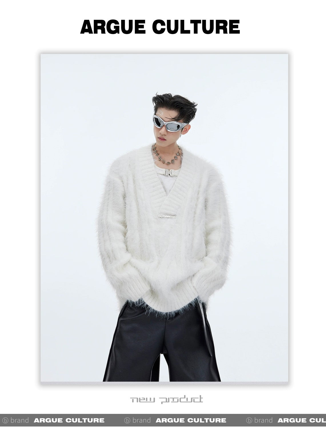 desc::oversized-faux-mink-v-neck-sweater-mens-streetwear-detail-img-8