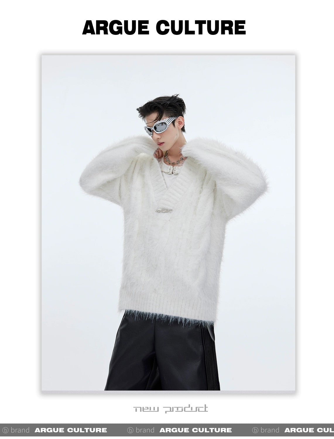 desc::oversized-faux-mink-v-neck-sweater-mens-streetwear-detail-img-9