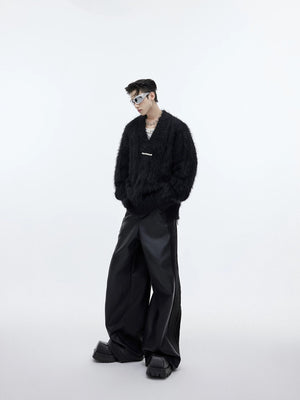 Back view of loose fit streetwear knit pullover