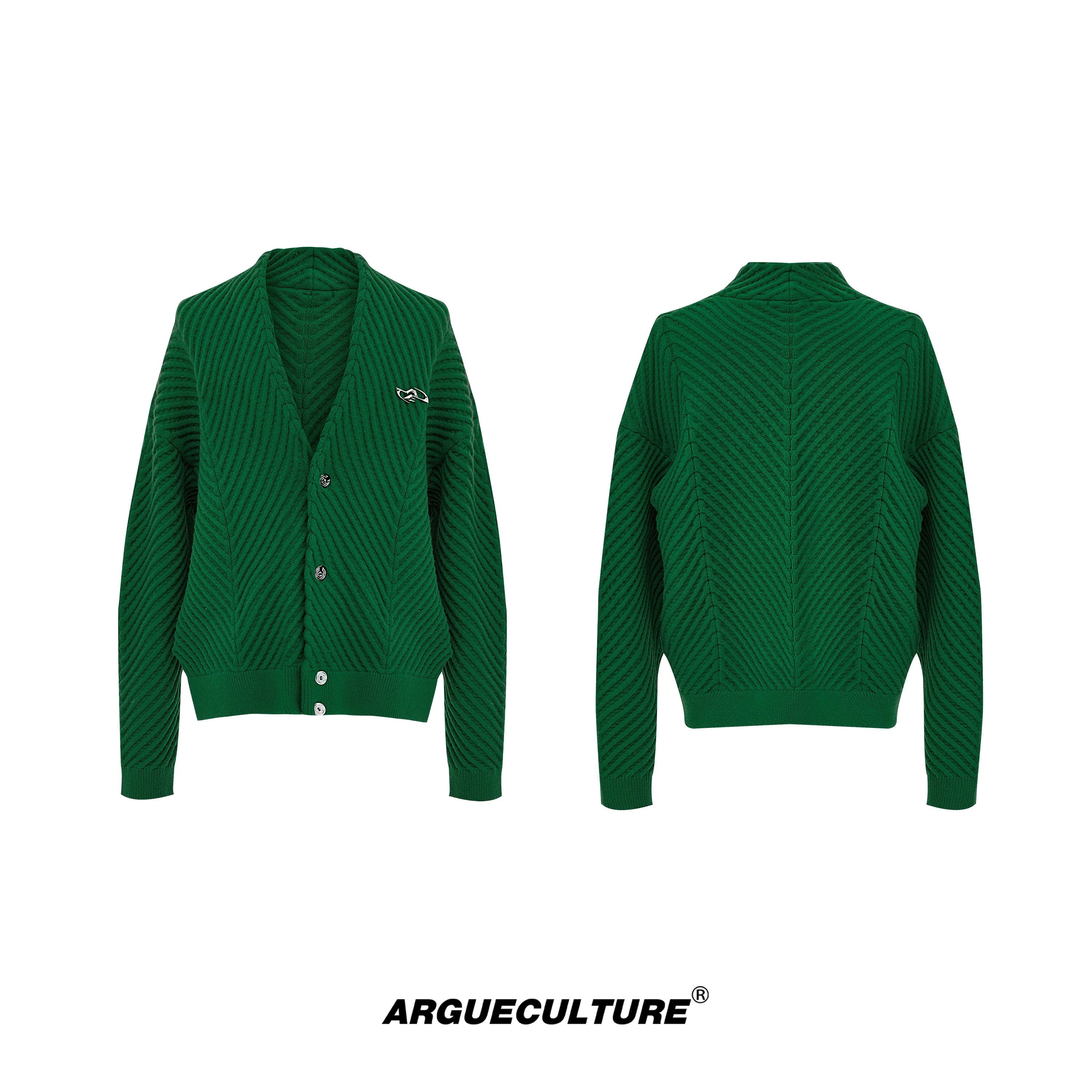 oversized-heavyweight-ribbed-v-neck-knit-cardigan-green