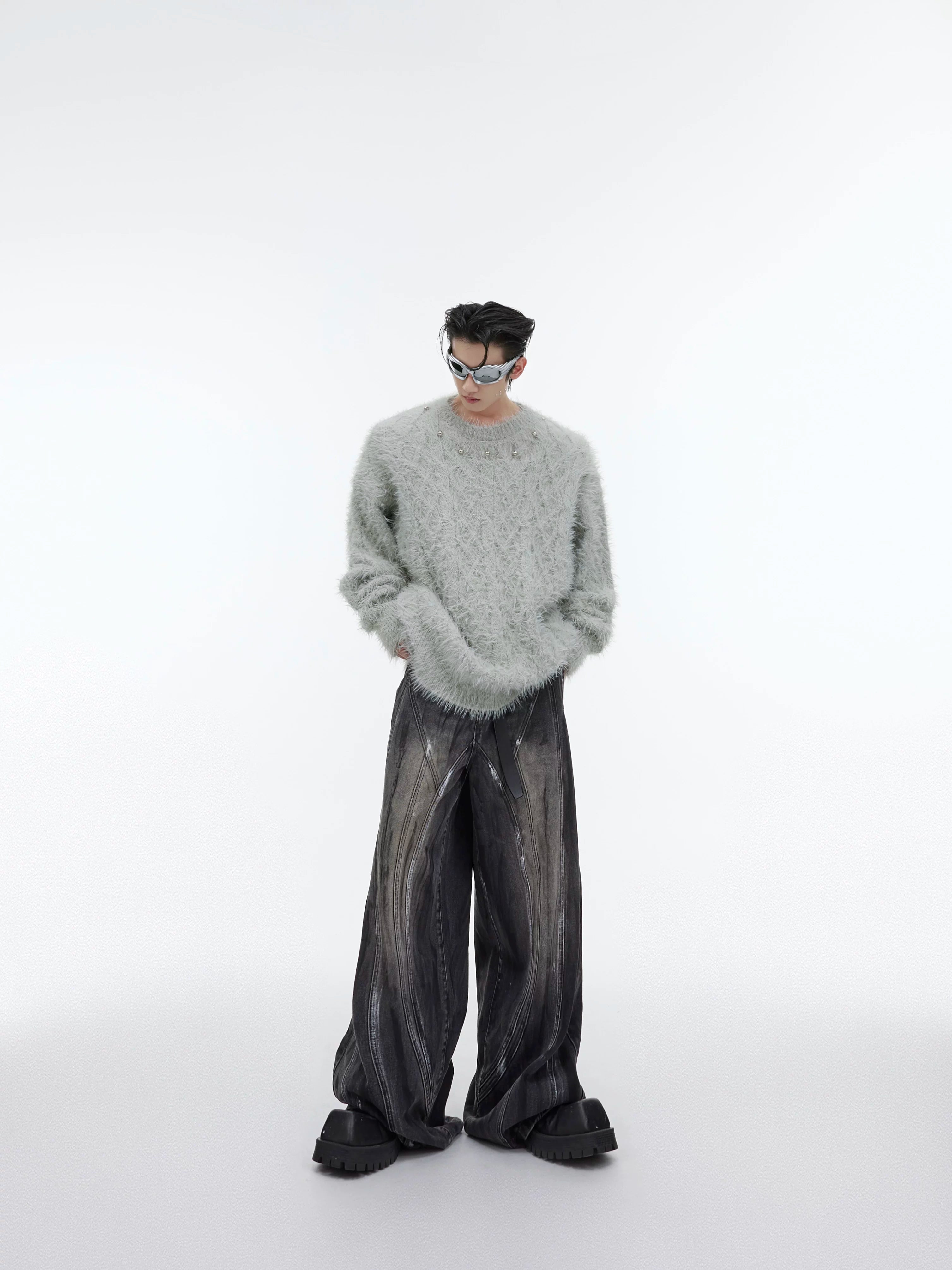 oversized-metal-button-knit-sweater-unisex-streetwear-gray