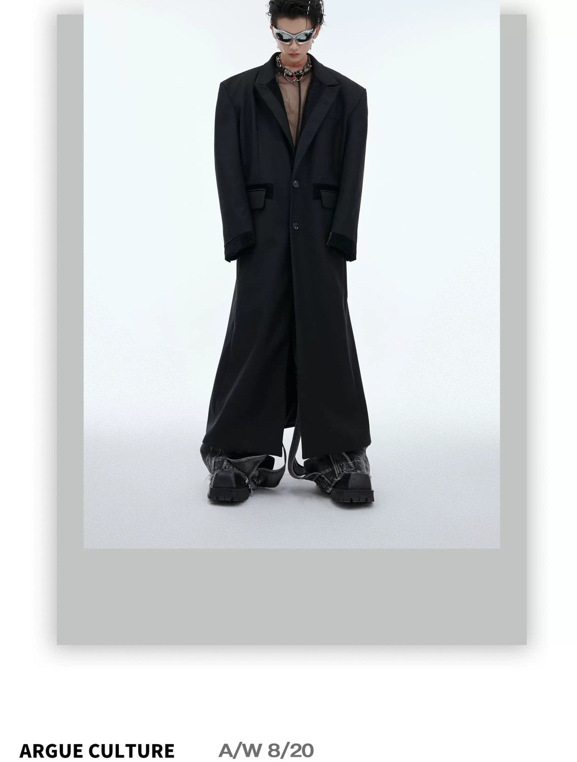 desc::oversized-padded-shoulder-long-coat-with-pu-splicing-detail-img-1