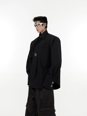oversized-padded-shoulder-shirt-with-tie-detail-black