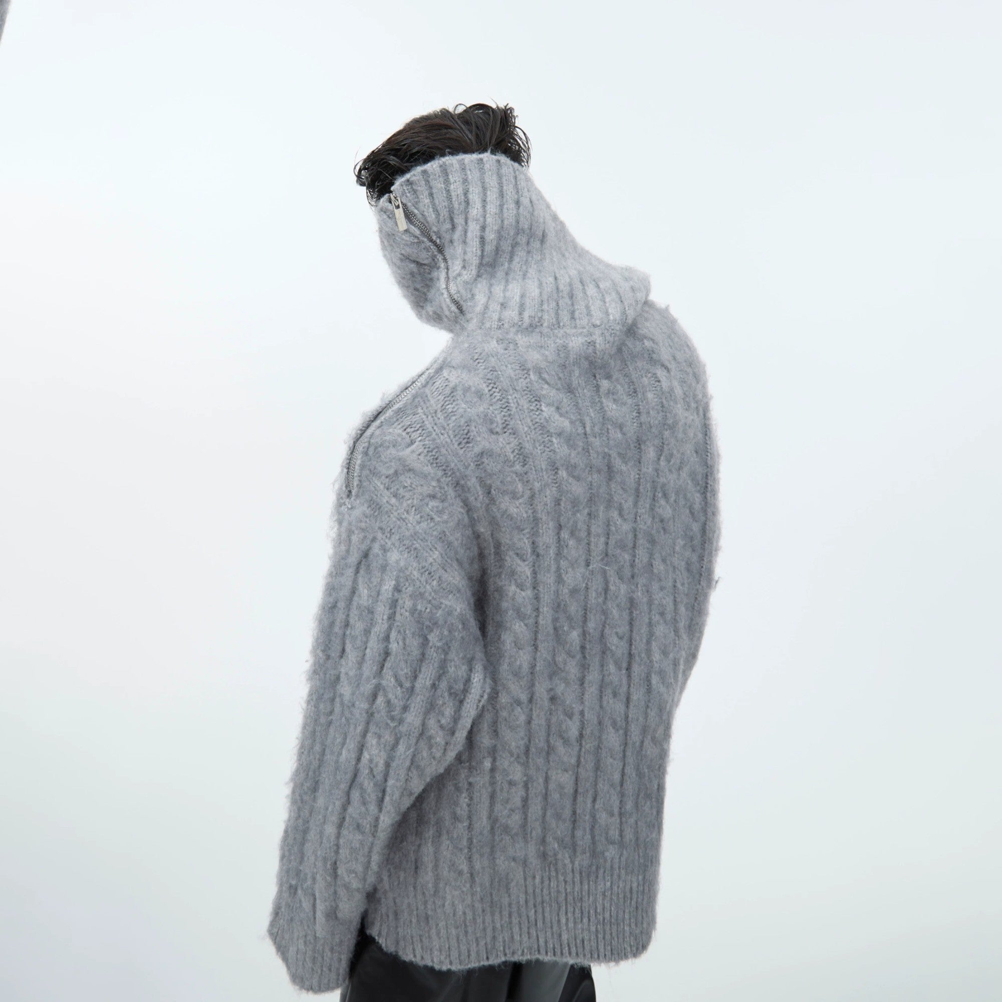 Oversized white winter sweater for men streetwear aesthetic