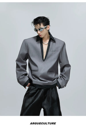desc::oversized-striped-faux-two-piece-blazer-jacket-detail-img-7