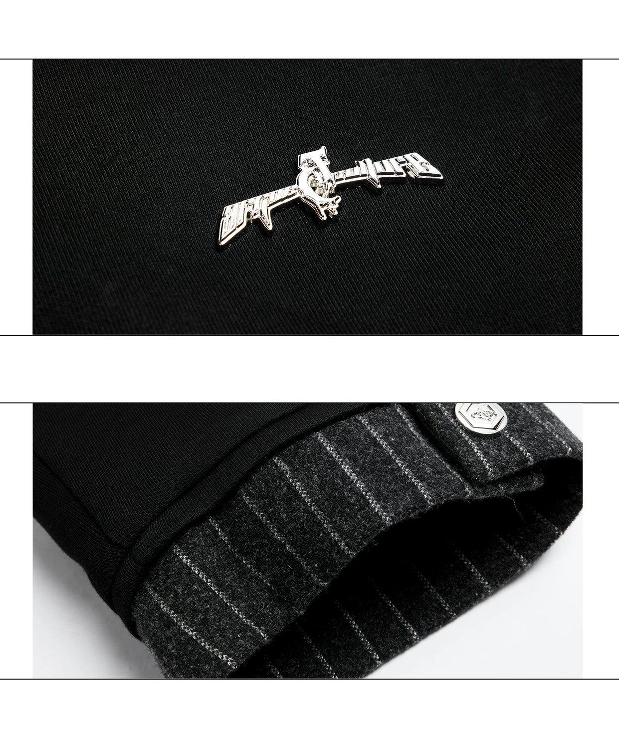 desc::oversized-striped-faux-two-piece-streetwear-cardigan-detail-img-2