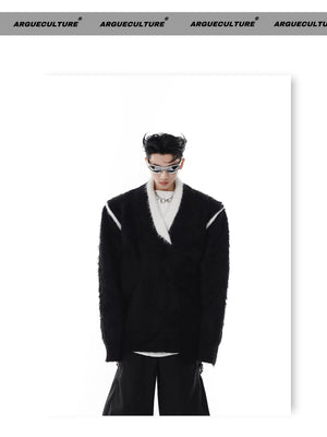 desc::oversized-v-neck-faux-mink-fur-sweater-contrast-knit-detail-img-14