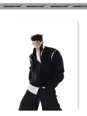 desc::oversized-v-neck-faux-mink-fur-sweater-contrast-knit-detail-img-17