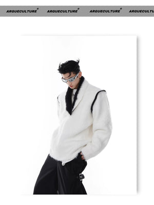 desc::oversized-v-neck-faux-mink-fur-sweater-contrast-knit-detail-img-4