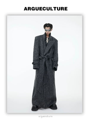 desc::oversized-woolen-trench-coat-unisex-belted-overcoat-detail-img-4