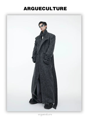 desc::oversized-woolen-trench-coat-unisex-belted-overcoat-detail-img-5