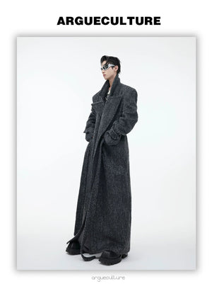 desc::oversized-woolen-trench-coat-unisex-belted-overcoat-detail-img-7