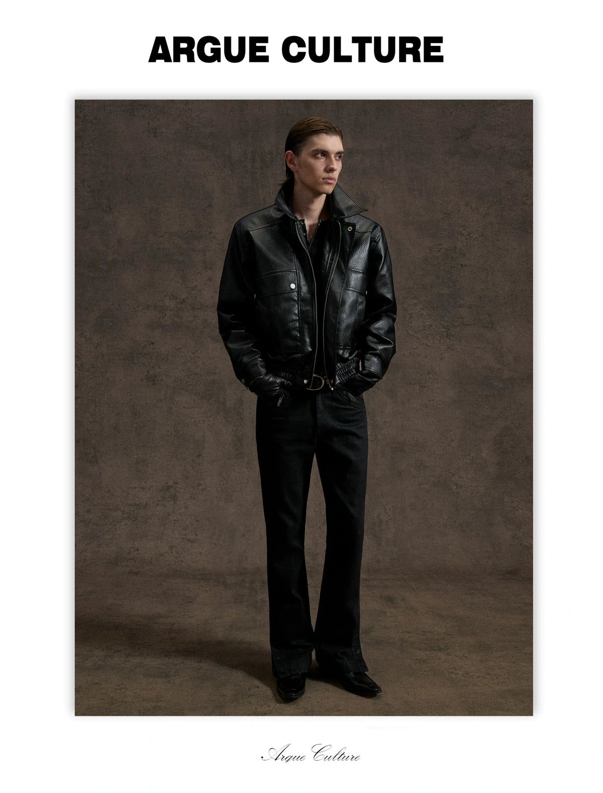 Padded Faux Leather Cargo Jacket with Textured Grain - detail image 9