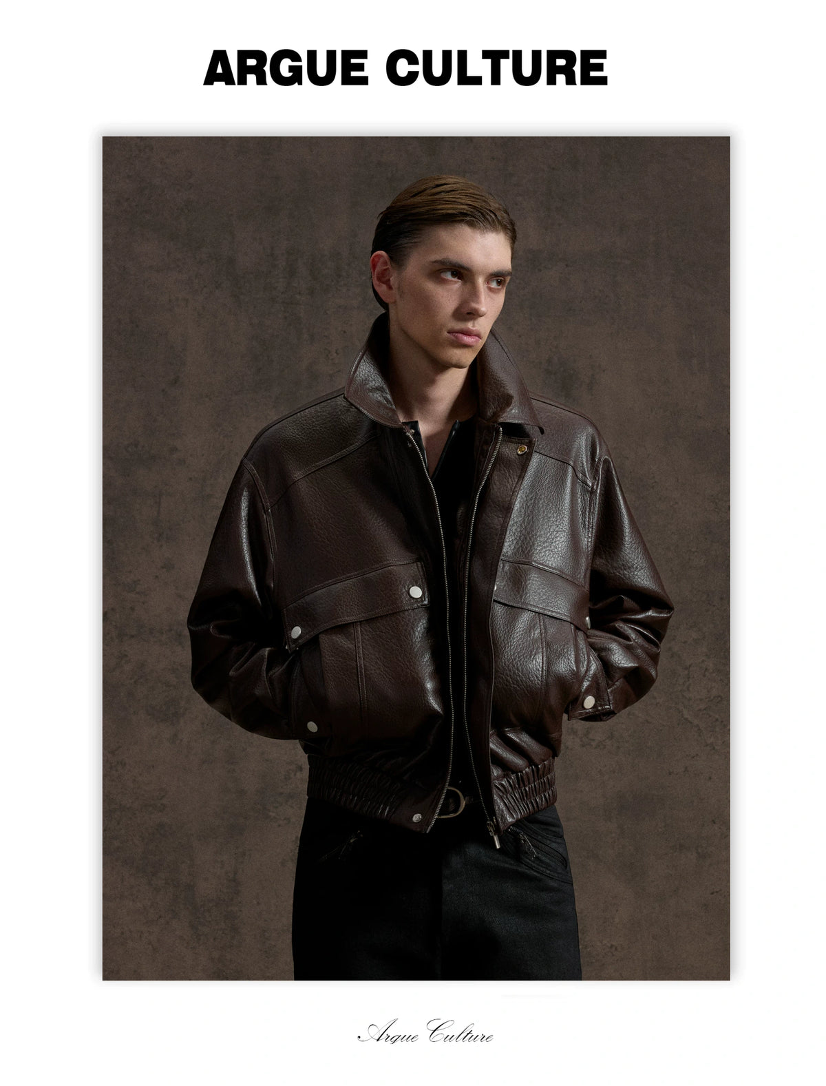 Padded Faux Leather Cargo Jacket with Textured Grain - detail image 4
