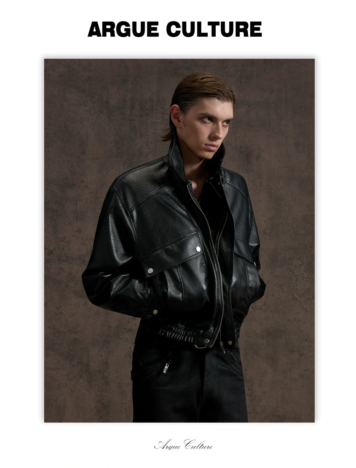 Padded Faux Leather Cargo Jacket with Textured Grain - detail image 8