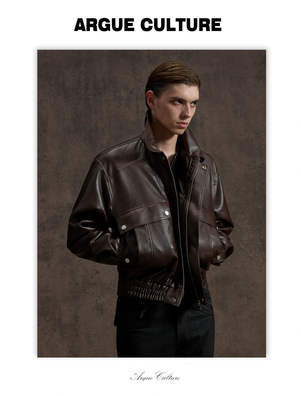 Padded Faux Leather Cargo Jacket with Textured Grain - detail image 5