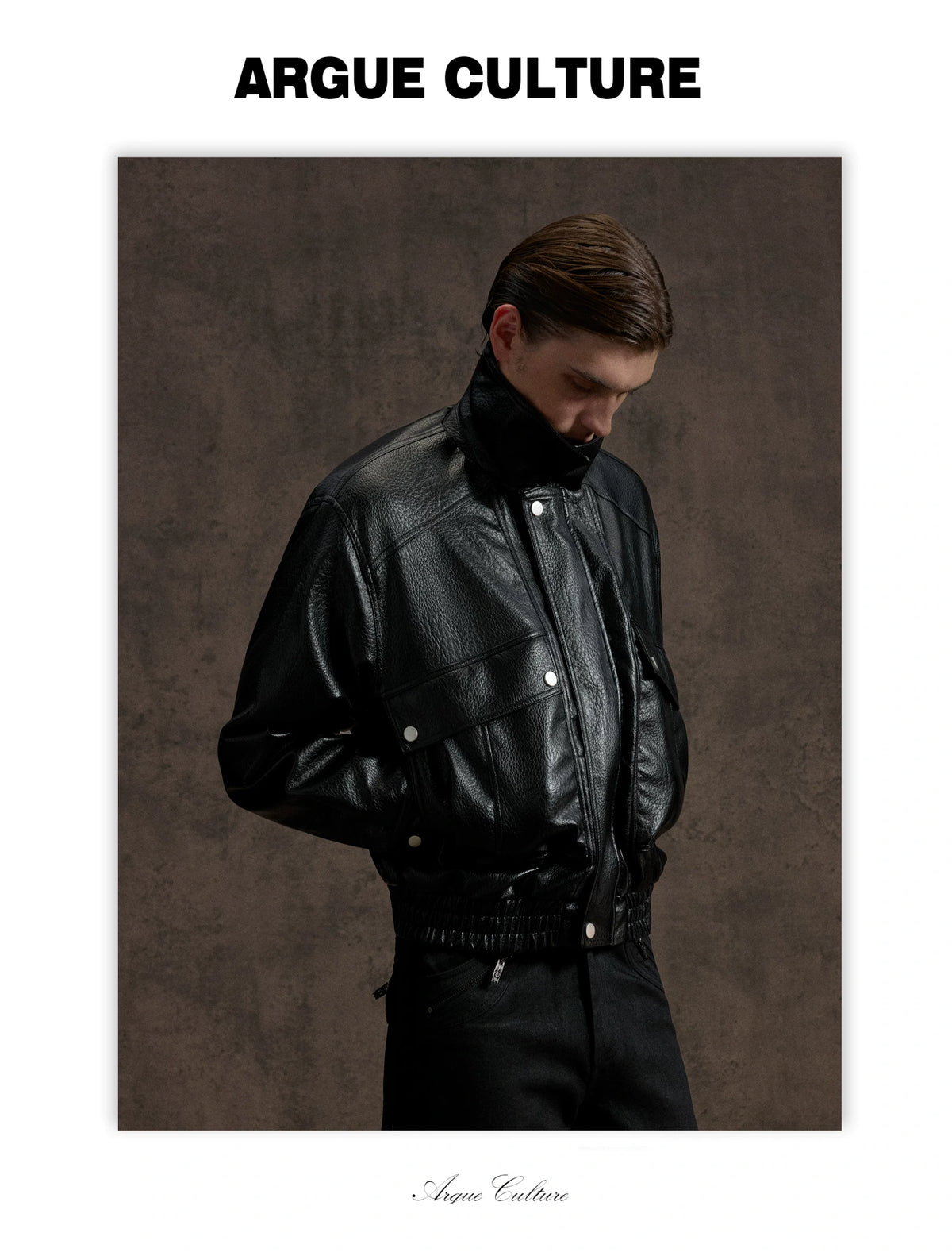 Padded Faux Leather Cargo Jacket with Textured Grain - detail image 11