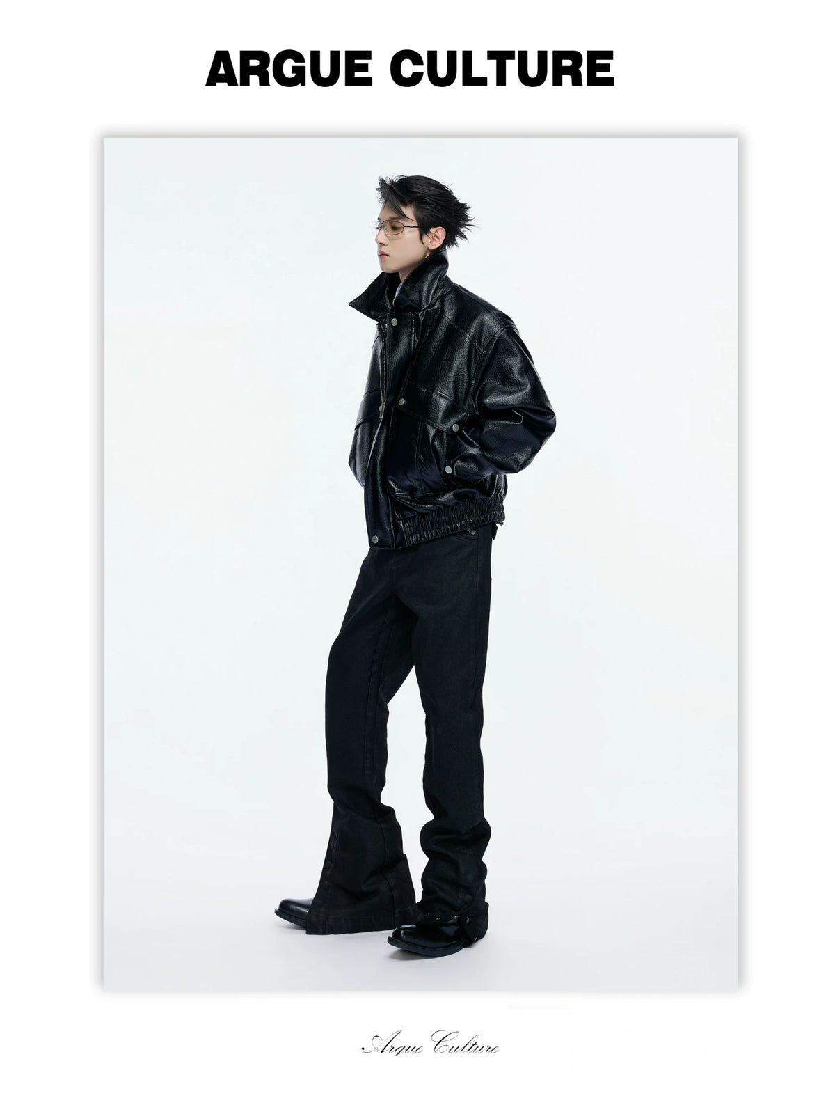 Padded Faux Leather Cargo Jacket with Textured Grain - detail image 16