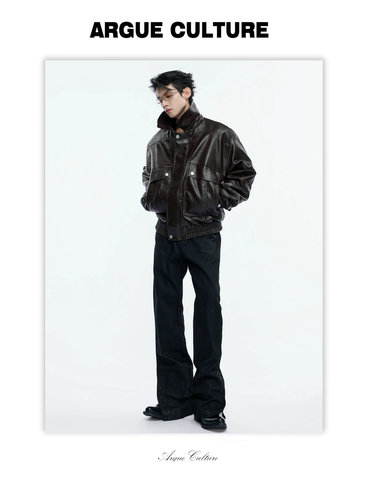 Padded Faux Leather Cargo Jacket with Textured Grain - detail image 20