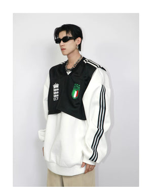 desc::padded-shoulder-patchwork-fake-two-piece-sweatshirt-detail-img-2