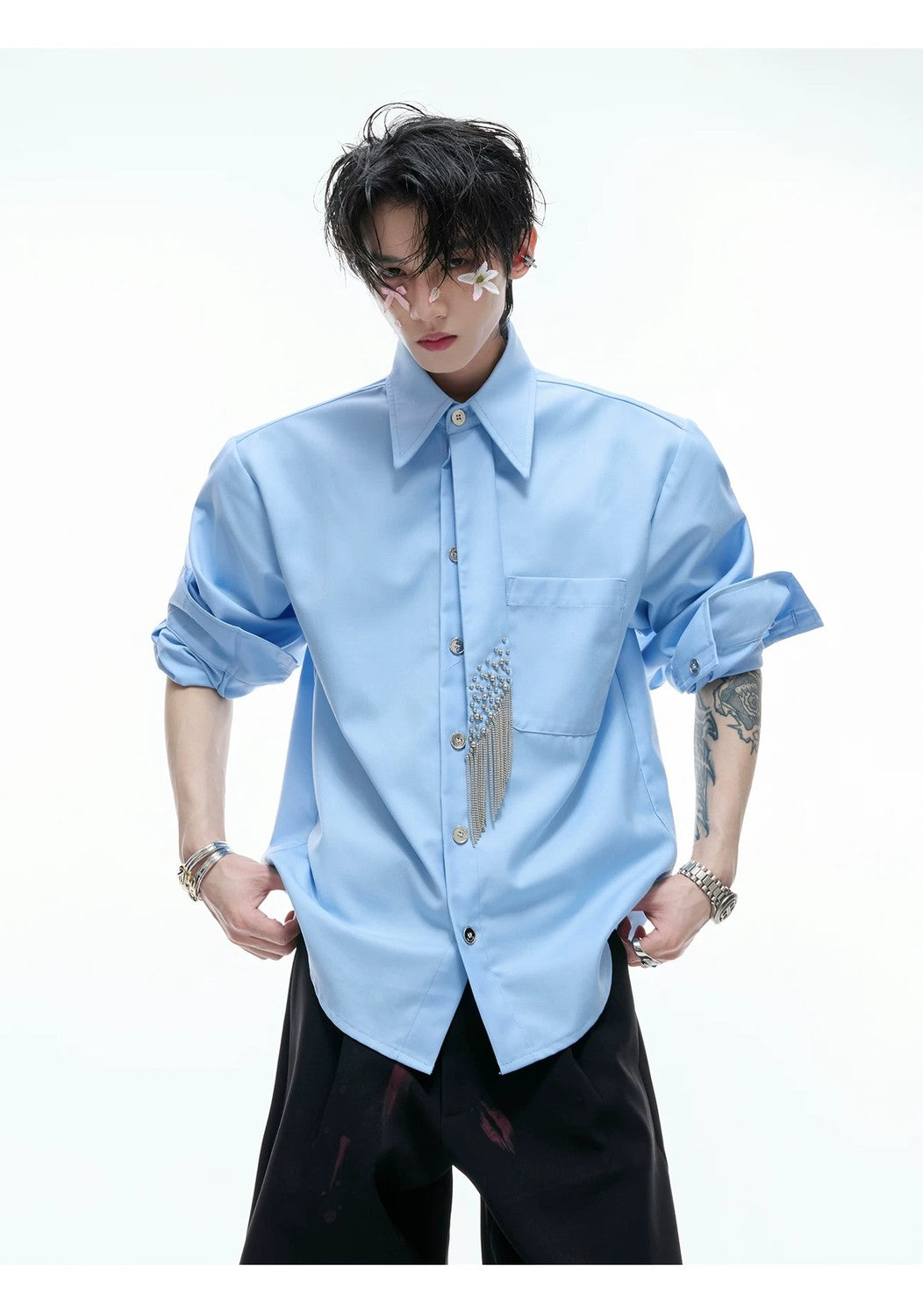 desc::padded-shoulder-tie-patchwork-oversized-shirt-detail-img-8