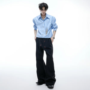 Detail of high-count organic cotton fabric texture on shirt