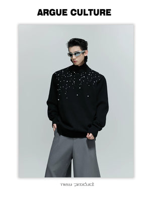 desc::pearl-cable-knit-turtleneck-heavyweight-loose-sweater-detail-img-10