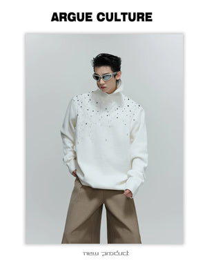 desc::pearl-cable-knit-turtleneck-heavyweight-loose-sweater-detail-img-3