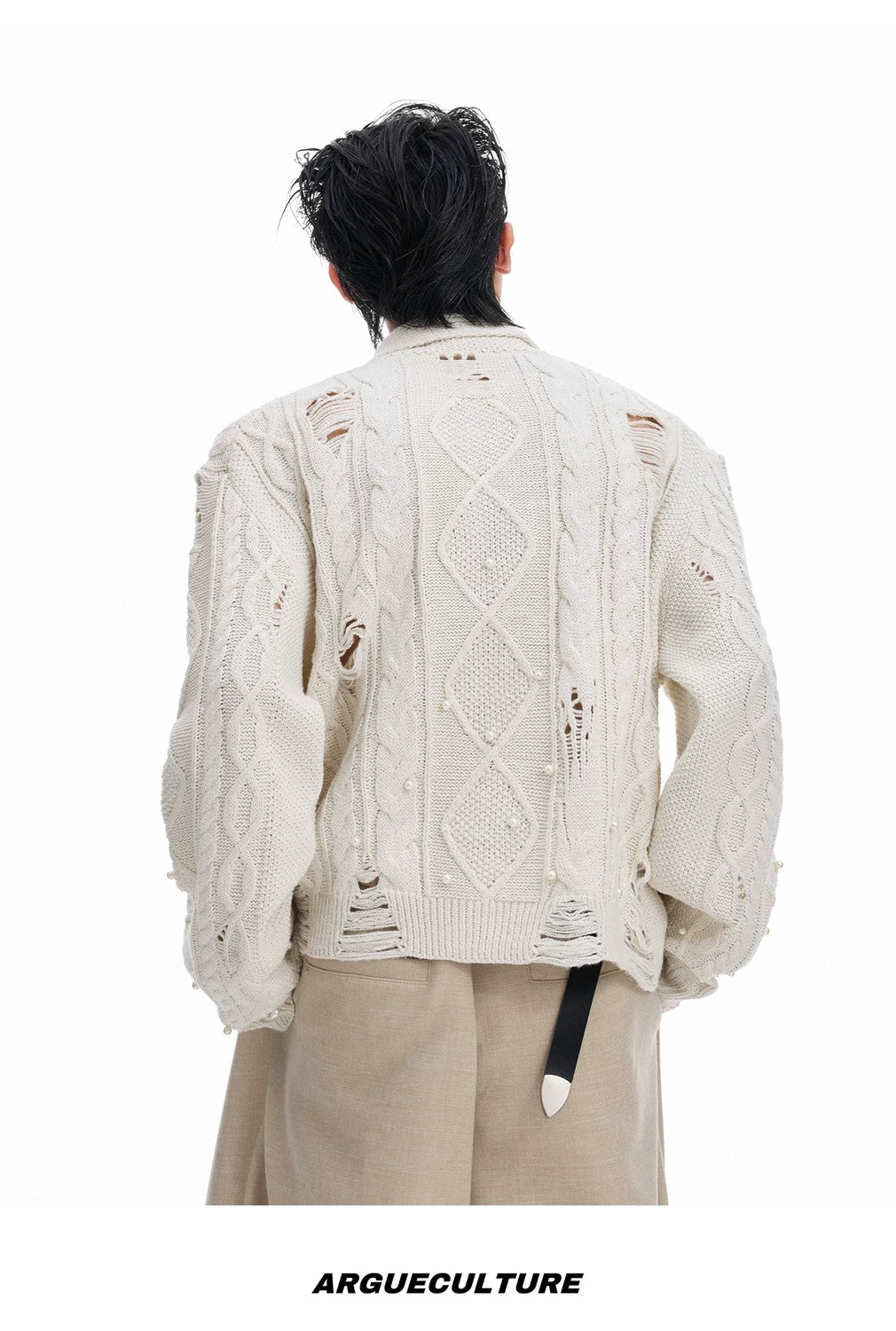 desc::pearl-distressed-knit-cardigan-streetwear-v-neck-sweater-detail-img-9