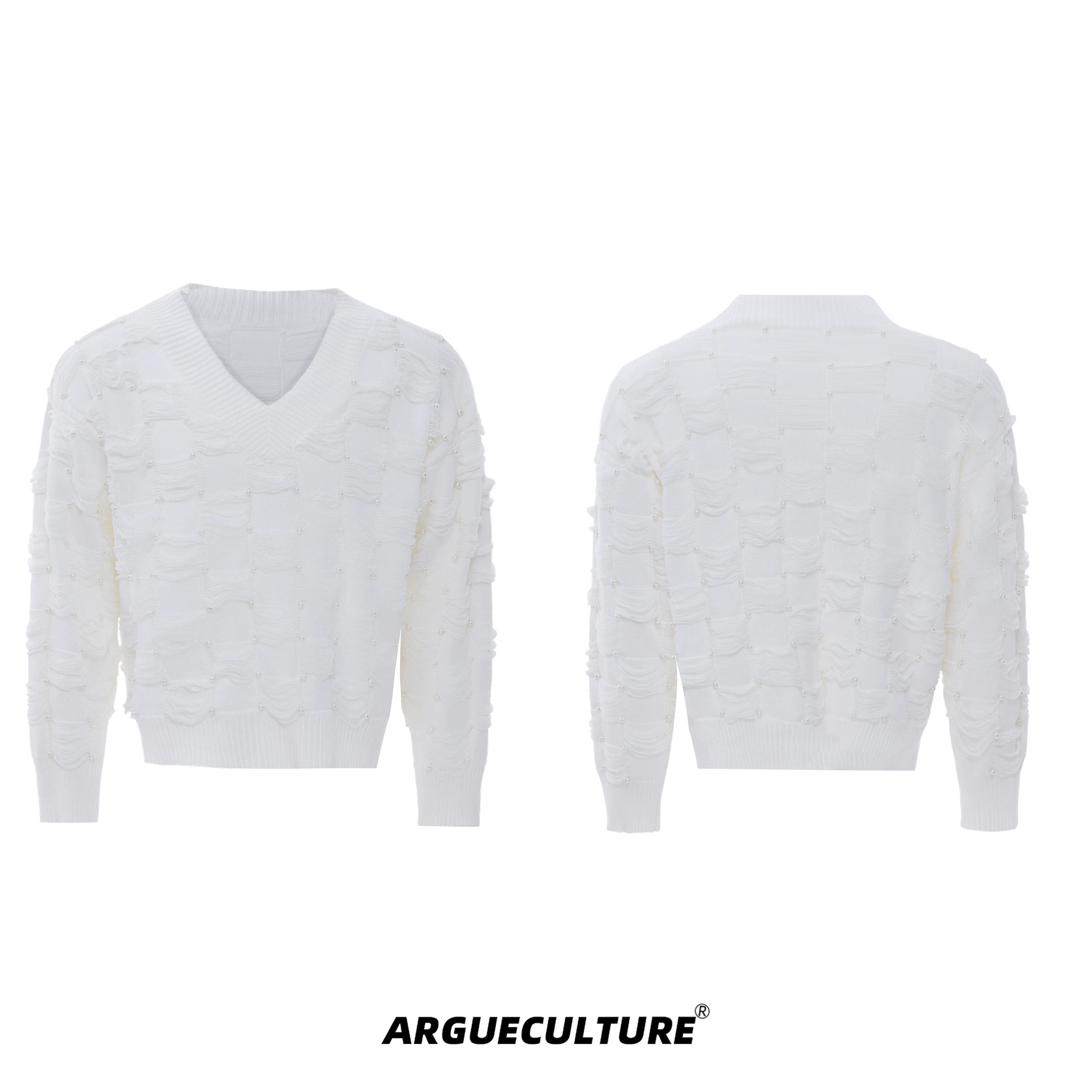 pearl-embellished-v-neck-deconstructed-knit-sweater-black