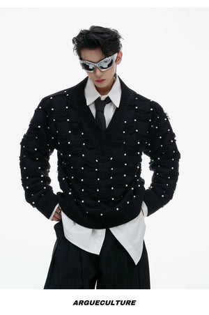 desc::pearl-embellished-v-neck-deconstructed-knit-sweater-detail-img-12