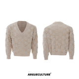 pearl-embellished-v-neck-deconstructed-knit-sweater-gray