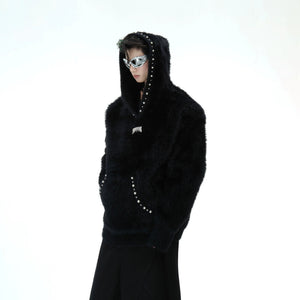 Close up of pearl edging and hardware on streetwear hoodie