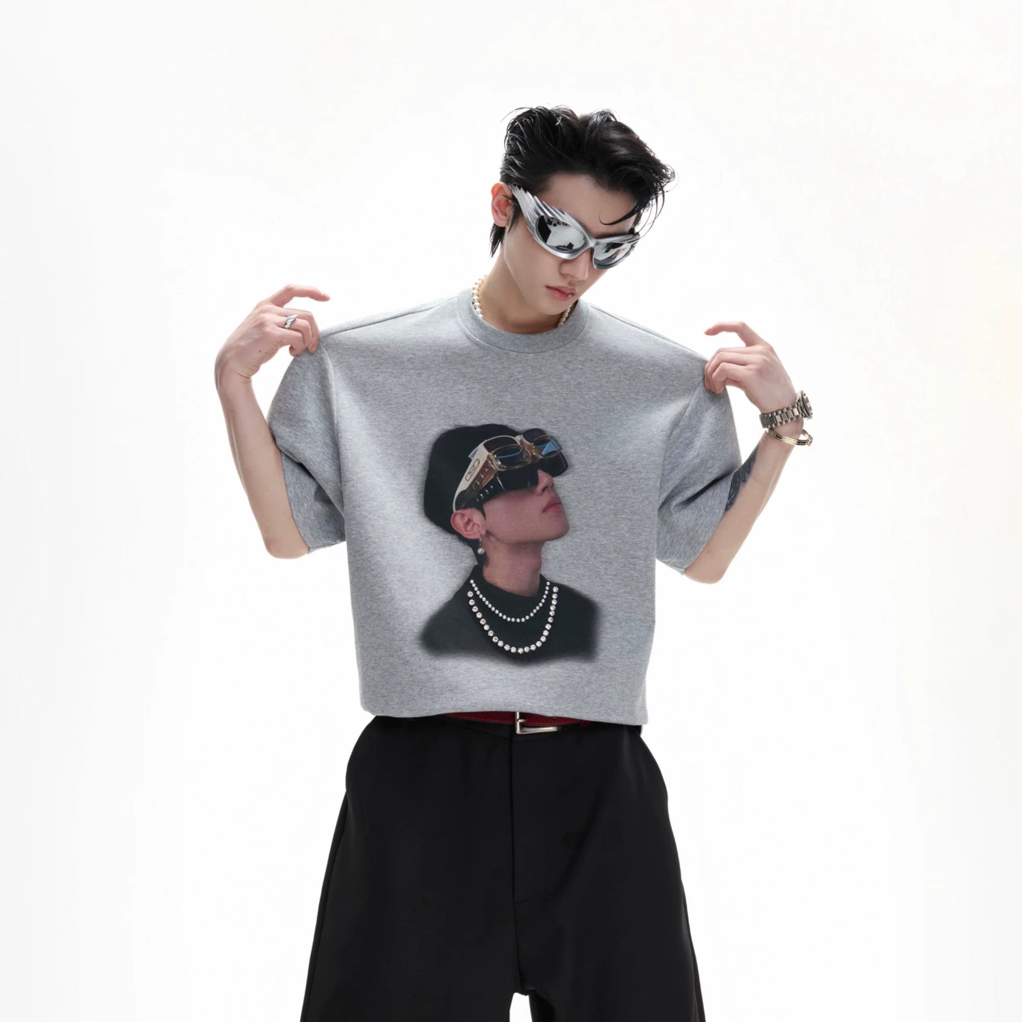 Back view of streetwear t-shirt with bold culture typography