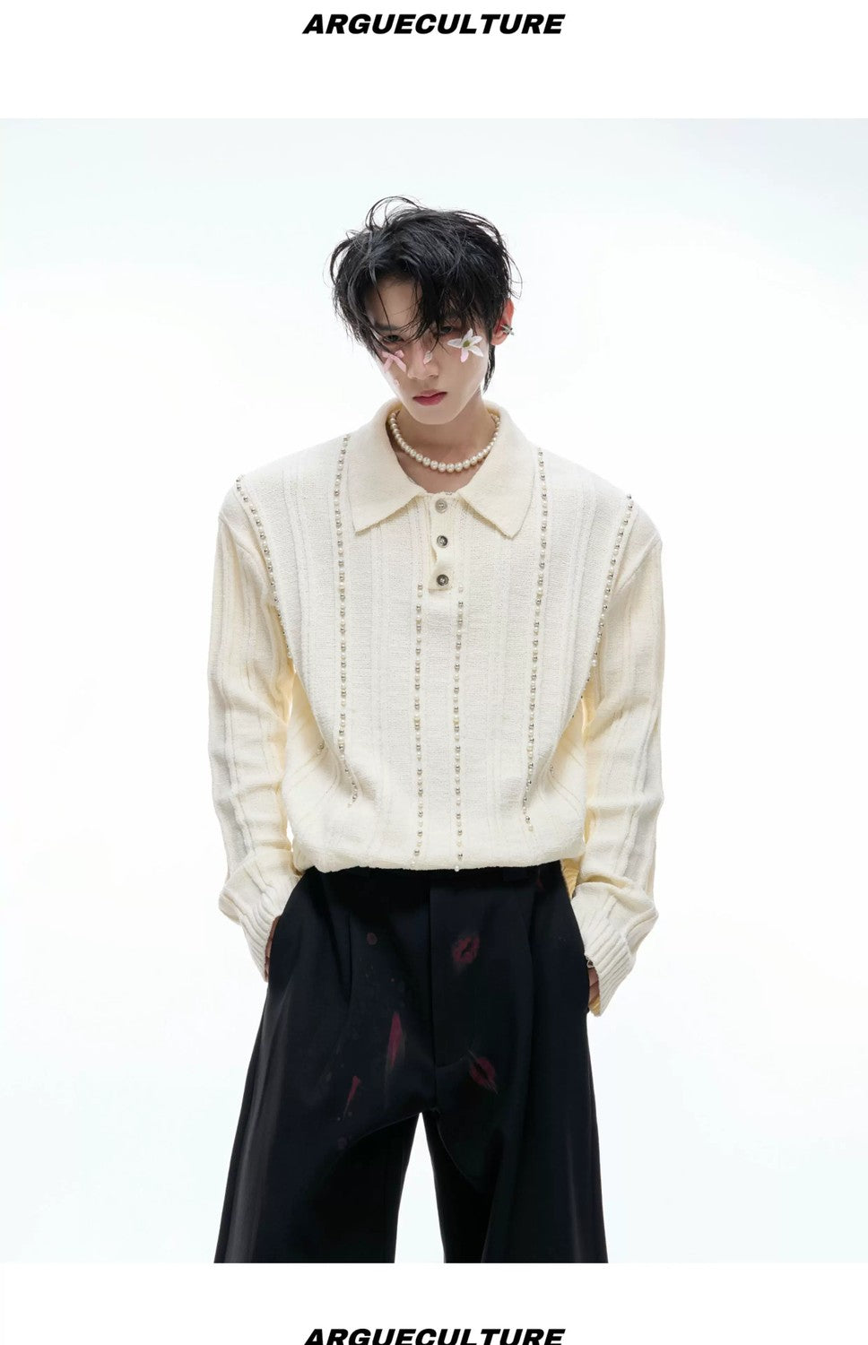 desc::pearl-rivet-ribbed-knit-polo-slim-fit-urban-long-sleeve-detail-img-11