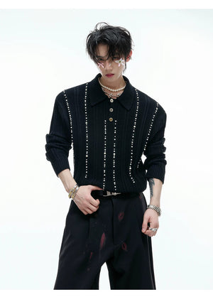 desc::pearl-rivet-ribbed-knit-polo-slim-fit-urban-long-sleeve-detail-img-6