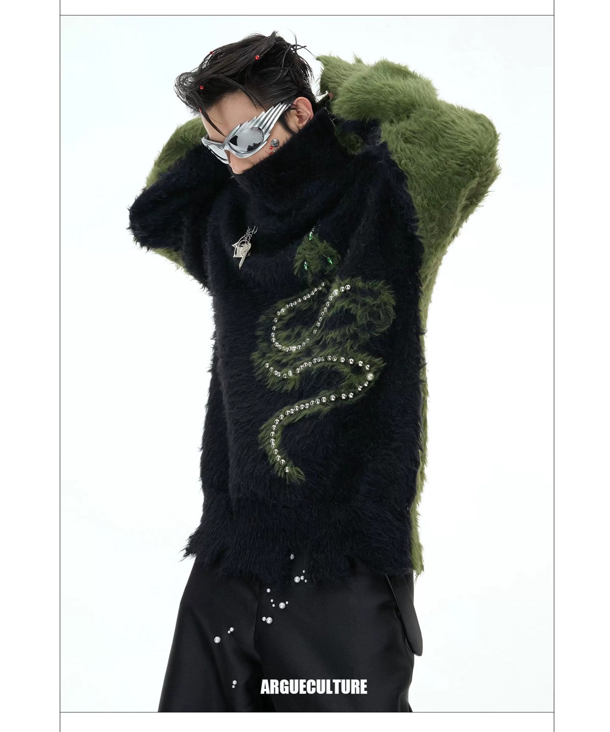 desc::pearl-snake-embellished-faux-mink-turtleneck-sweater-detail-img-15