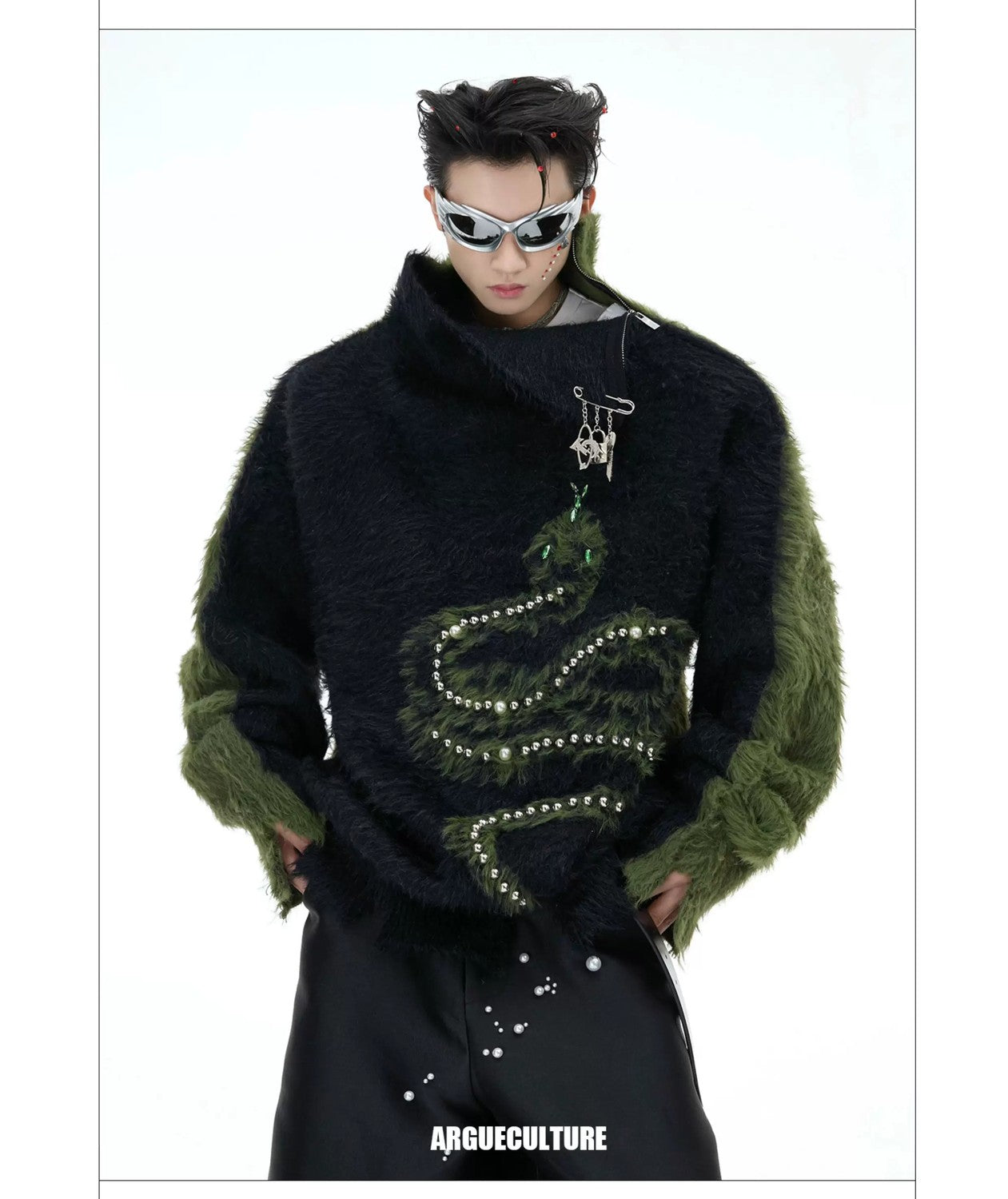 desc::pearl-snake-embellished-faux-mink-turtleneck-sweater-detail-img-17