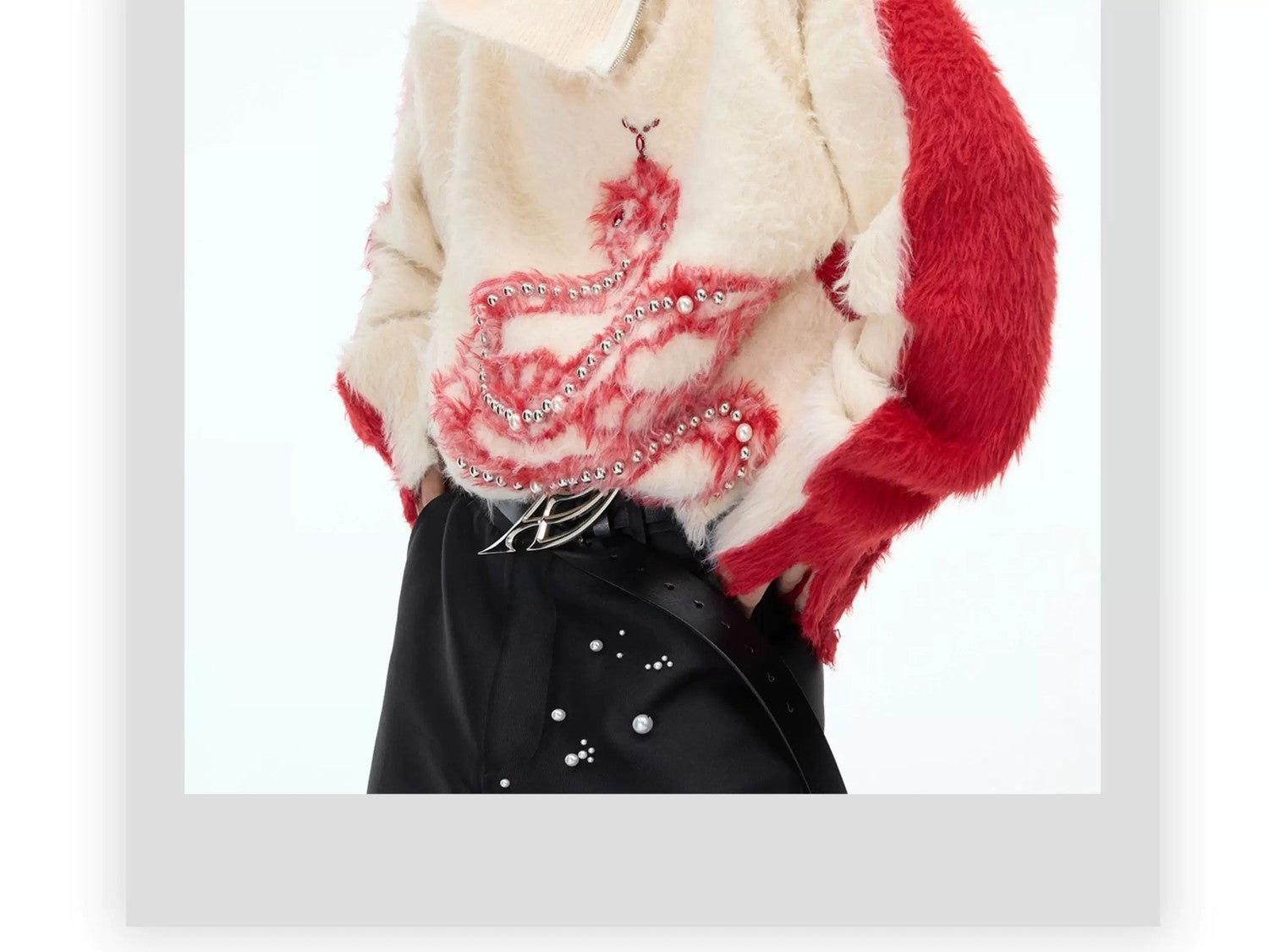 desc::pearl-snake-embellished-faux-mink-turtleneck-sweater-detail-img-3