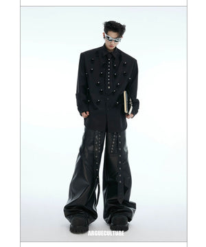 desc::pearl-tie-patchwork-shoulder-pad-shirt-oversized-detail-img-4